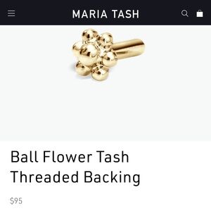 Maria Tash 14K Yellow Gold Ball Flower Tash Threaded Earring Backing